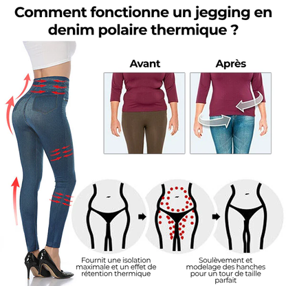 Jeggings en denim en polaire thermique